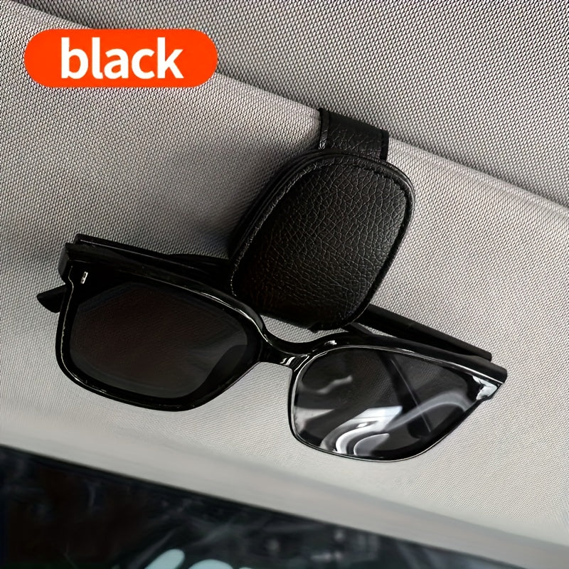 Magnetic PU Leather Car Glasses Holder Clip