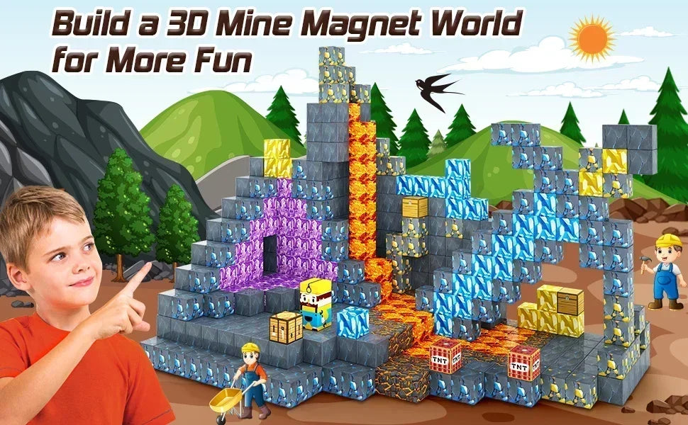 Magnetic Building Block Mine World