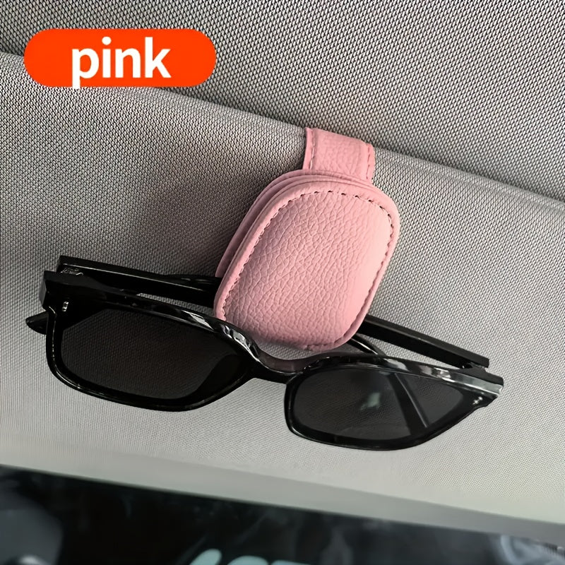 Magnetic PU Leather Car Glasses Holder Clip