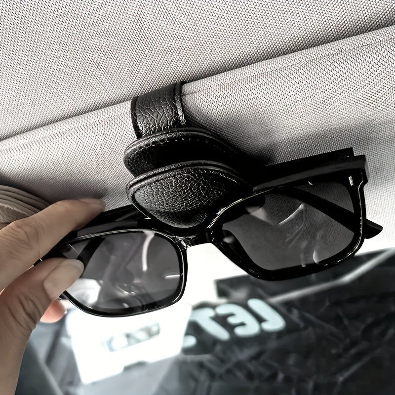 Magnetic PU Leather Car Glasses Holder Clip