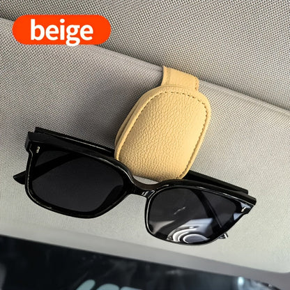 Magnetic PU Leather Car Glasses Holder Clip