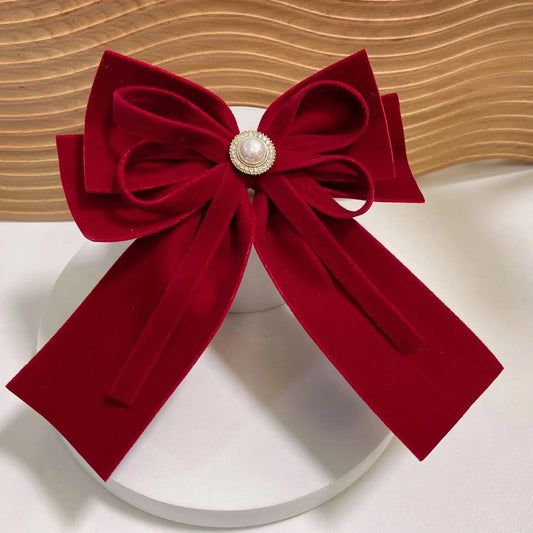 Vintage Velvet Bow with Pearl