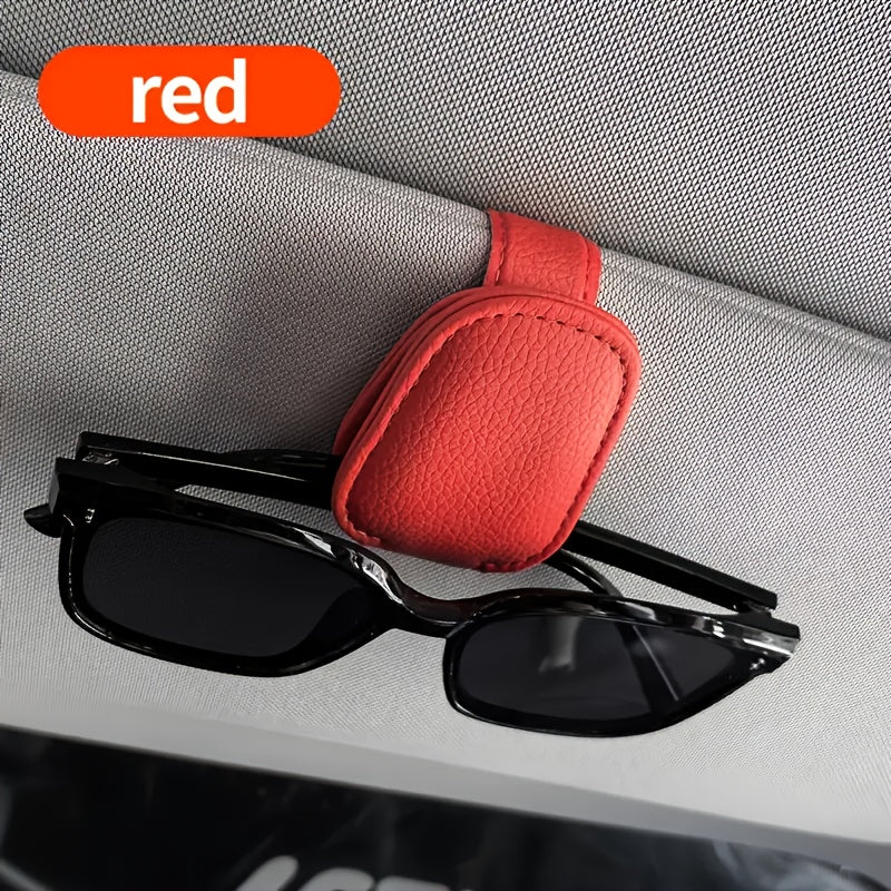 Magnetic PU Leather Car Glasses Holder Clip