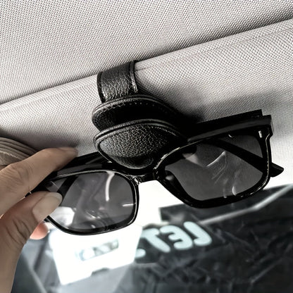 Magnetic PU Leather Car Glasses Holder Clip
