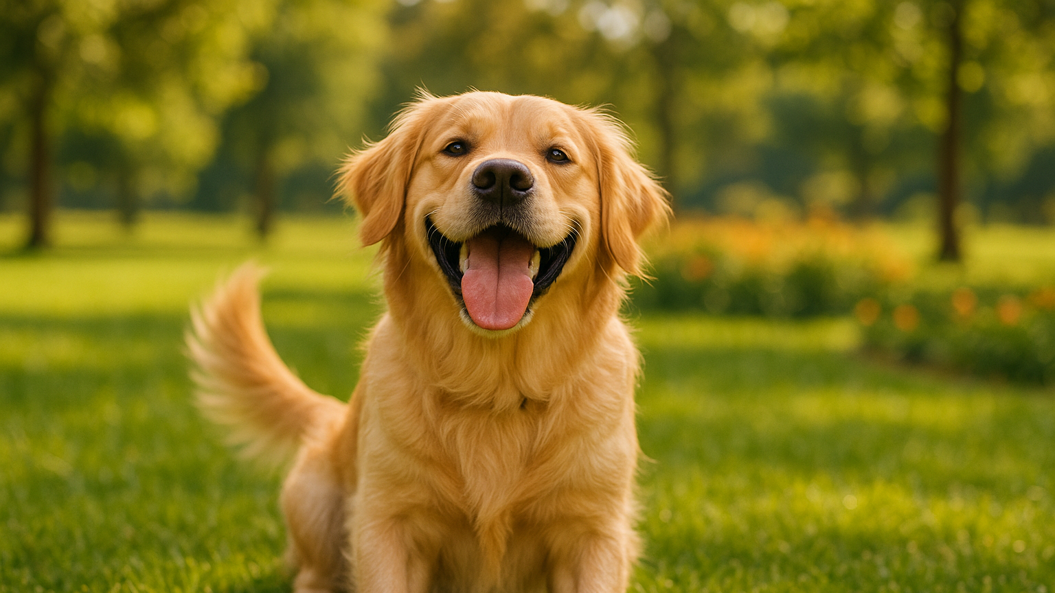um cachorro feliz